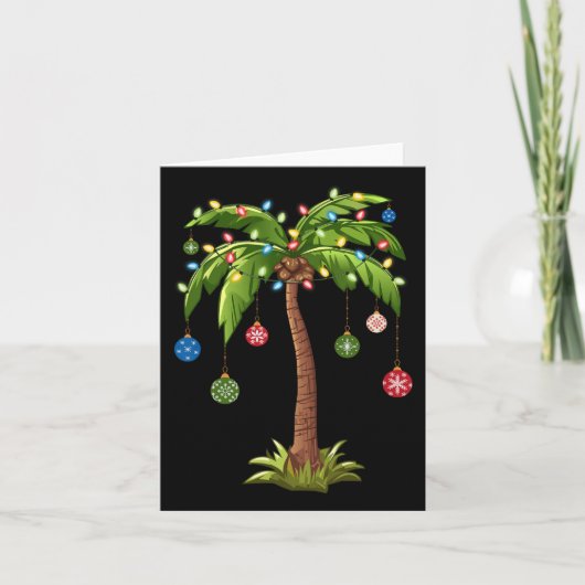 Kerst Palm Tree Light Hawaiian Tropical Xmas 1 Kaart (Voorkant)