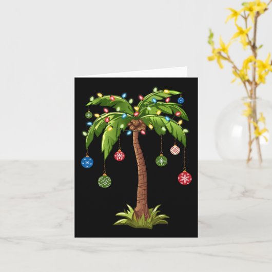 Kerst Palm Tree Light Hawaiian Tropical Xmas 1 Kaart (Gele Bloem)