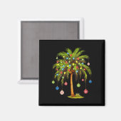 Kerst Palm Tree Light Hawaiian Tropical Xmas 1 Magneet (Voorkant / Achterkant)