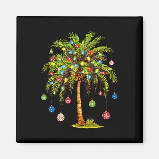 Kerst Palm Tree Light Hawaiian Tropical Xmas 1 Magneet (Voorkant)