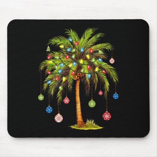 Kerst Palm Tree Light Hawaiian Tropical Xmas 1 Muismat (Voorkant)