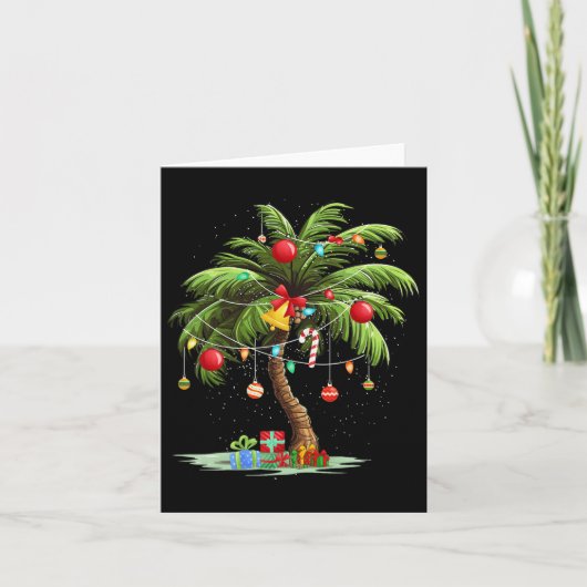 Kerst Palm Tree Light Hawaiian Tropical Xmas 3 Kaart (Voorkant)