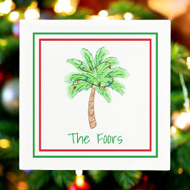 Kerst Palm Tree Lights Border Custom Servet