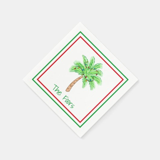 Kerst Palm Tree Lights Border Custom Servet (Hoek)