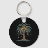 Kerst Palm Tree Merry Christmas Tropical Chris Sleutelhanger (Voorkant)