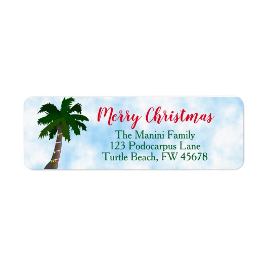 Kerst Palm Tree retour adres labels aangepast (Voorkant)