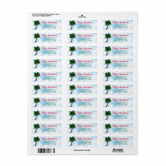 Kerst Palm Tree retour adres labels aangepast (Full Sheet)