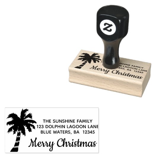 Kerst Palm Tree retour adres stempel op maat (Gestempeld)