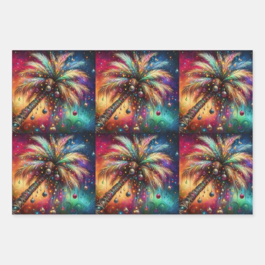 Kerst Palm Tree Tropical Beach Decoupage Inpakpapier Vel (Voorkant)