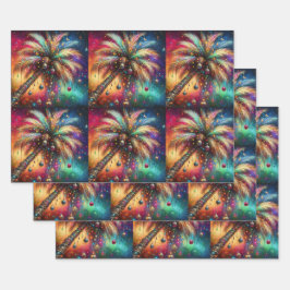 Kerst Palm Tree Tropical Beach Decoupage Inpakpapier Vel