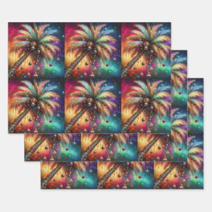 Kerst Palm Tree Tropical Beach Decoupage Inpakpapier Vel