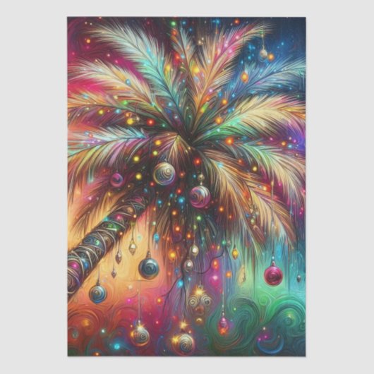 Kerst Palm Tree Tropical Beach Decoupage Tissuepapier (Voorkant)