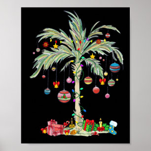 Kerst Palm Tree Tropical Xmas Beach Florida Ha Poster