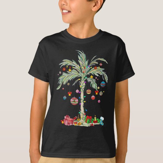 Kerst Palm Tree Tropical Xmas Beach Florida Ha T-shirt (Voorkant)