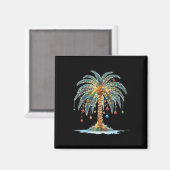 Kerst Palm Tree Xmas Light Matching Family Hol Magneet (Voorkant / Achterkant)
