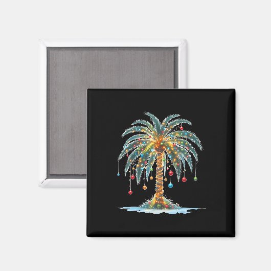 Kerst Palm Tree Xmas Light Matching Family Hol Magneet (Voorkant / Achterkant)
