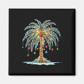 Kerst Palm Tree Xmas Light Matching Family Hol Magneet (Voorkant)