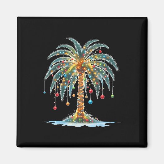 Kerst Palm Tree Xmas Light Matching Family Hol Magneet (Voorkant)