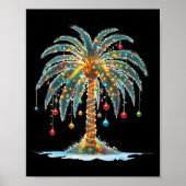 Kerst Palm Tree Xmas Light Matching Family Hol Poster (Voorkant)
