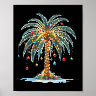 Kerst Palm Tree Xmas Light Matching Family Hol Poster