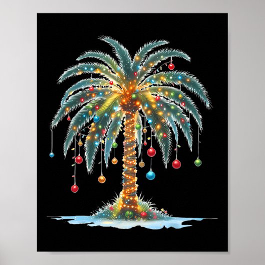 Kerst Palm Tree Xmas Light Matching Family Hol Poster (Voorkant)