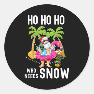 Kerst Palmboom Kerstman Surfen Zomer Strand Vakant Ronde Sticker