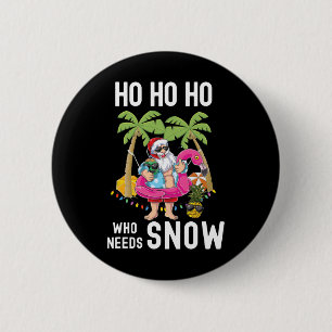 Kerst Palmboom Kerstman Surft Zomer Strand Vakanti Ronde Button 5,7 Cm