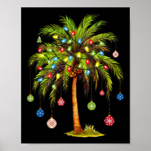 Kerst Palmboom Licht Hawaiaans Tropisch Kerstmis 1 Poster