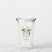 Kerst Palmboom Met Hangmat Aan De Kust Acryl Drinkbeker (Achterkant)