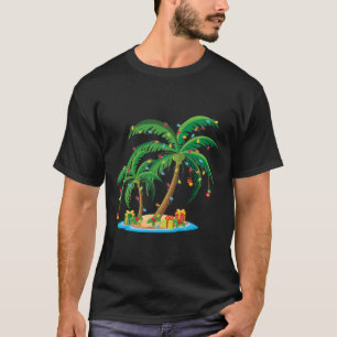 Kerst Palmboom Tropisch Kerstcadeau Kokosnoot Lich T-shirt