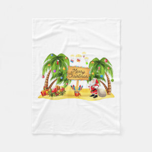 Kerst Palmboom Tropisch Kerstfeest Kokosnoot Licht Fleece Deken