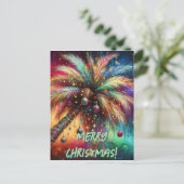 Kerst Palmboom Tropisch Strand Persoonlijk Briefkaart (Staand voorkant)