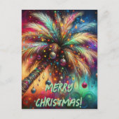 Kerst Palmboom Tropisch Strand Persoonlijk Briefkaart (Voorkant)
