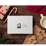 Kerst Panda, aanpasbaar Etiket<br><div class="desc">waterverf schilderij van een panda met een rood winter pet in kerststijl</div>