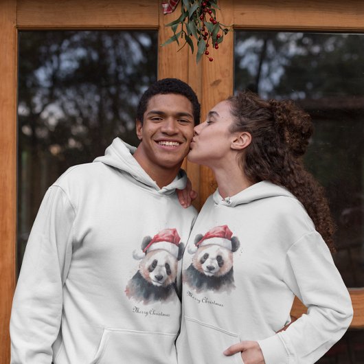 Kerst Panda, aanpasbaar Hoodie