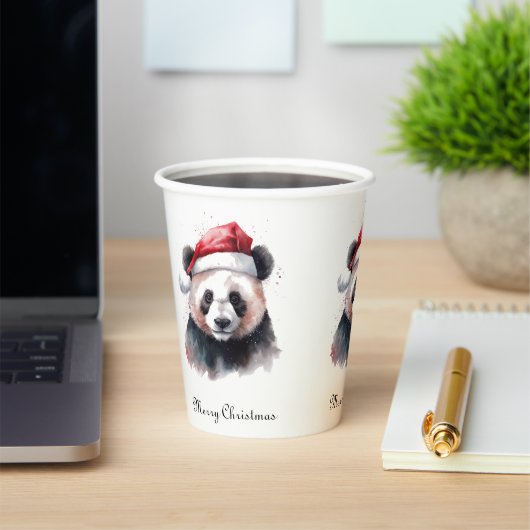 Kerst Panda, aanpasbaar Papieren Bekers (Insitu)