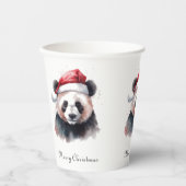 Kerst Panda, aanpasbaar Papieren Bekers (Voorkant)