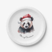 Kerst Panda, aanpasbaar Papieren Bordje (Voorkant)