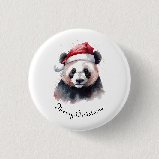 Kerst Panda, aanpasbaar Ronde Button 3,2 Cm (Voorkant)