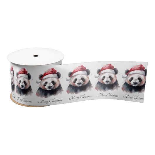 Kerst Panda, aanpasbaar Satijnen Lint (Spoel)
