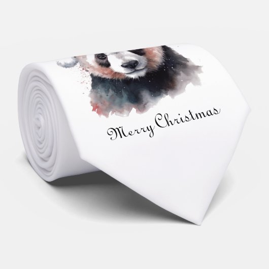 Kerst Panda, aanpasbaar Stropdas (Opgerold)