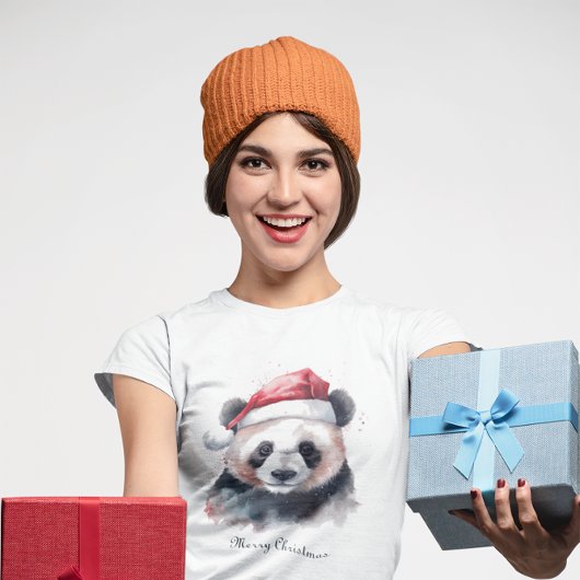 Kerst Panda, aanpasbaar T-shirt