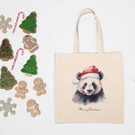 Kerst Panda, aanpasbaar Tote Bag