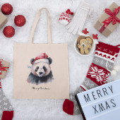 Kerst Panda, aanpasbaar Tote Bag