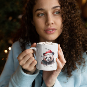 Kerst Panda, aanpasbaar Tweekleurige Koffiemok