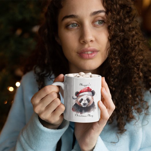 Kerst Panda, aanpasbaar Tweekleurige Koffiemok