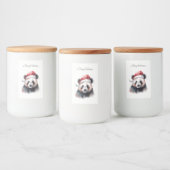Kerst Panda, aanpasbaar Voedselcontainer Etiket (Flessen)