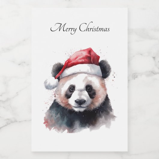 Kerst Panda, aanpasbaar Voedselcontainer Etiket (Enkel label)