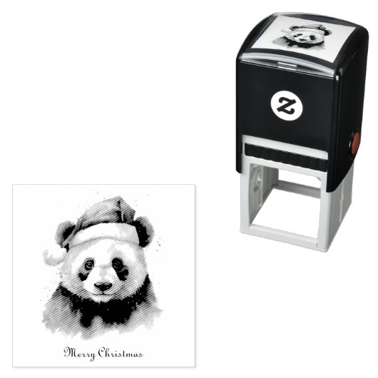 Kerst Panda, aanpasbaar Zelfinktende Stempel (In situ)