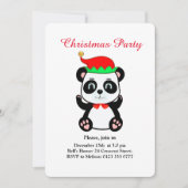 Kerst Panda Beer Elf op Witte Feest Uitnodiging (Voorkant)